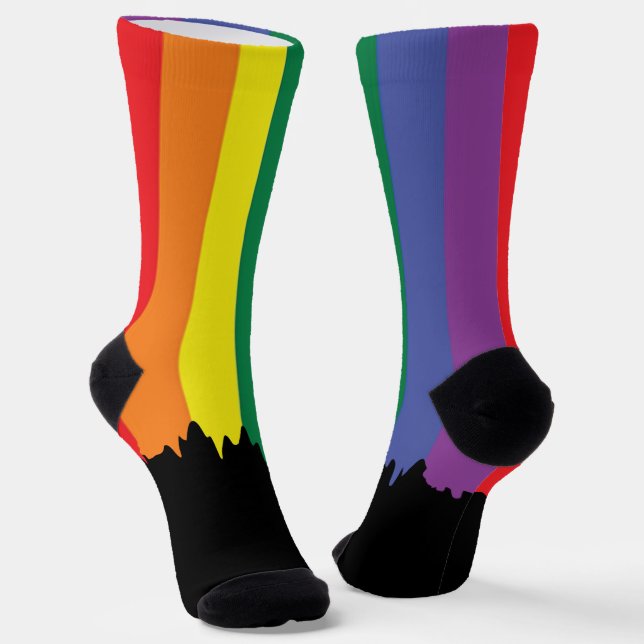 Gay pride rainbow colourful LGBT Socks (Angled)