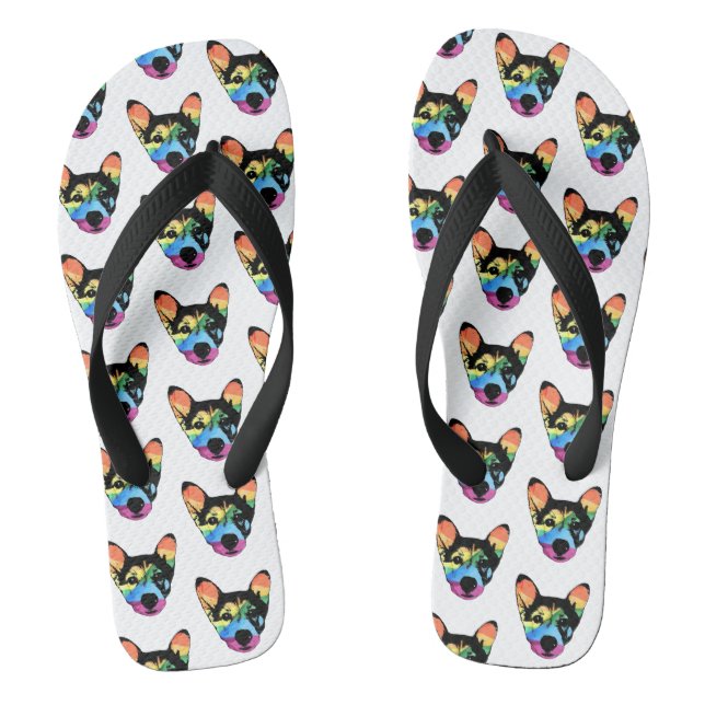 Gay Pride Rainbow Dog Flip Flops (Footbed)