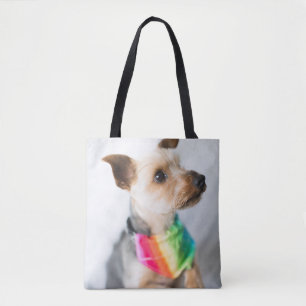 Gay Pride Rainbow Dog   Yorkshire Terrier Tote Bag