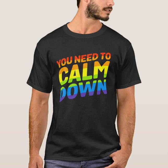 Gay Pride Rainbow Equality You Need To Calm Down T-Shirt (Front)
