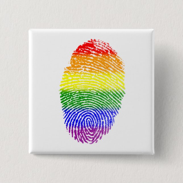 Gay Pride Rainbow Fingerprint 15 Cm Square Badge (Front)