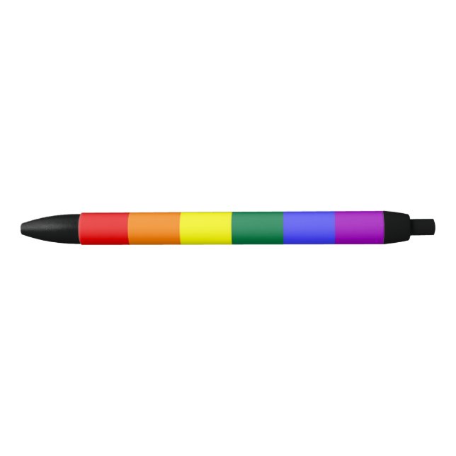 Gay Pride Rainbow Flag Black Ink Pen (Front)