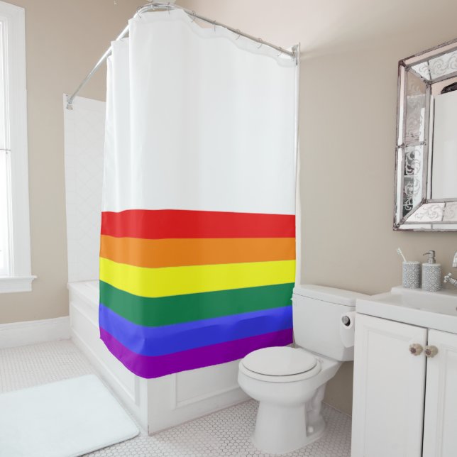 Gay Pride Rainbow Flag (bottom) Shower Curtain (In Situ)