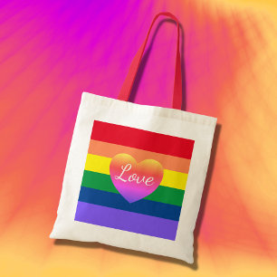 Gay Pride Rainbow Flag Colourful Heart LGBTQ Tote Bag