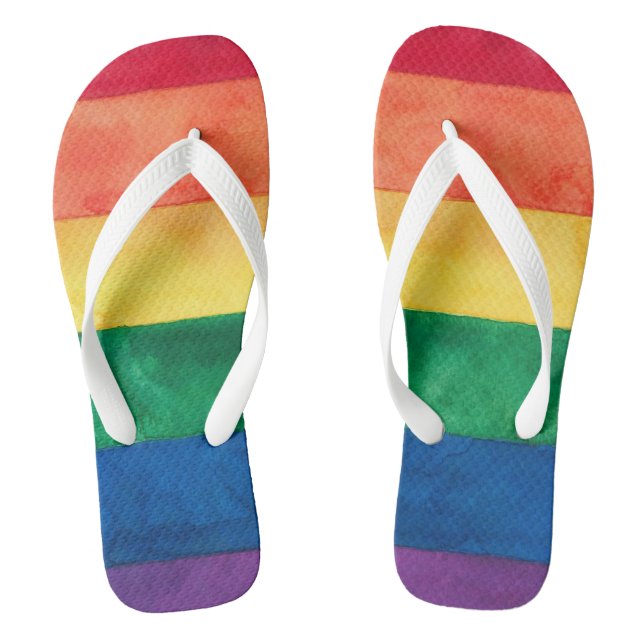 Gay Pride Rainbow Flag Flip Flops (Footbed)