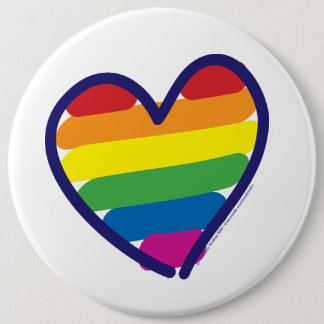 Gay Pride Rainbow Flag Heart 6 Cm Round Badge