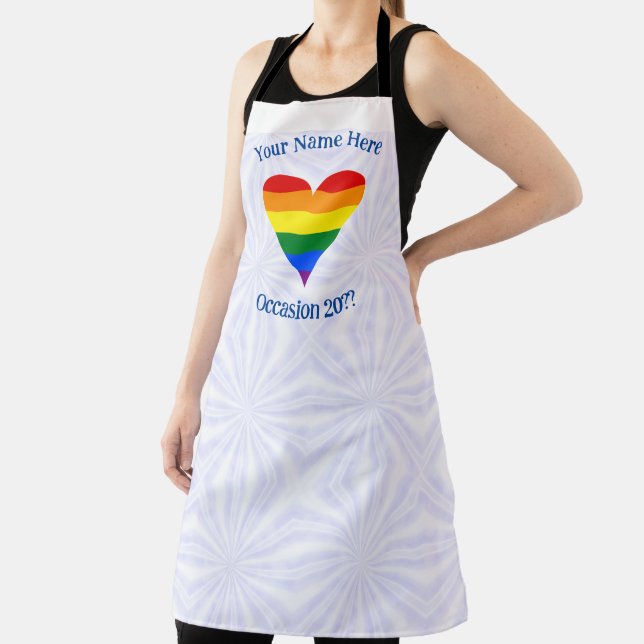 Gay Pride Rainbow Flag Heart Funky Personalised Apron (Insitu)