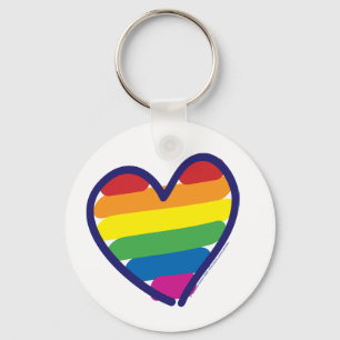 Gay Pride Rainbow Flag Heart Key Ring