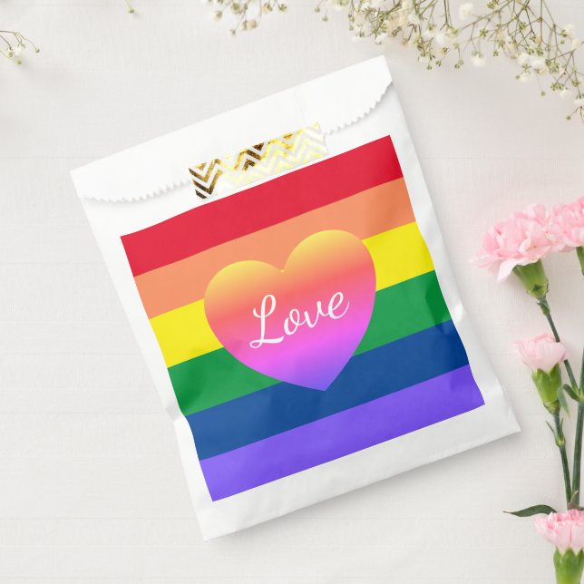 Gay Pride Rainbow Flag Heart LGBTQ  Favour Bags (Sealed)
