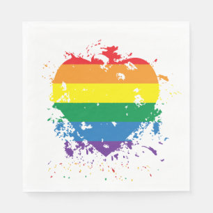 Gay Pride Rainbow Flag Heart Napkin