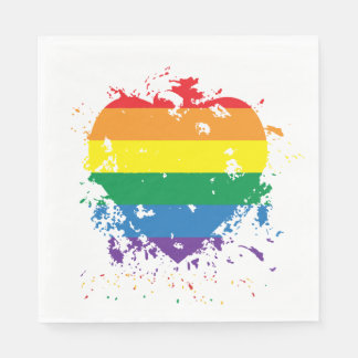 Gay Pride Rainbow Flag Heart Napkin