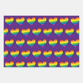 Gay Pride Rainbow Flag Heart Wrapping Paper Sheet