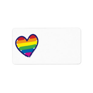 Gay Pride Rainbow Flag Hearts Label