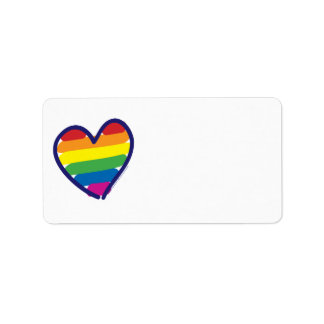 Gay Pride Rainbow Flag Hearts Label