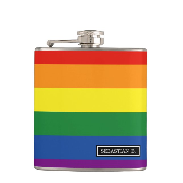 Gay pride Rainbow Flag Hip Flask (Front)