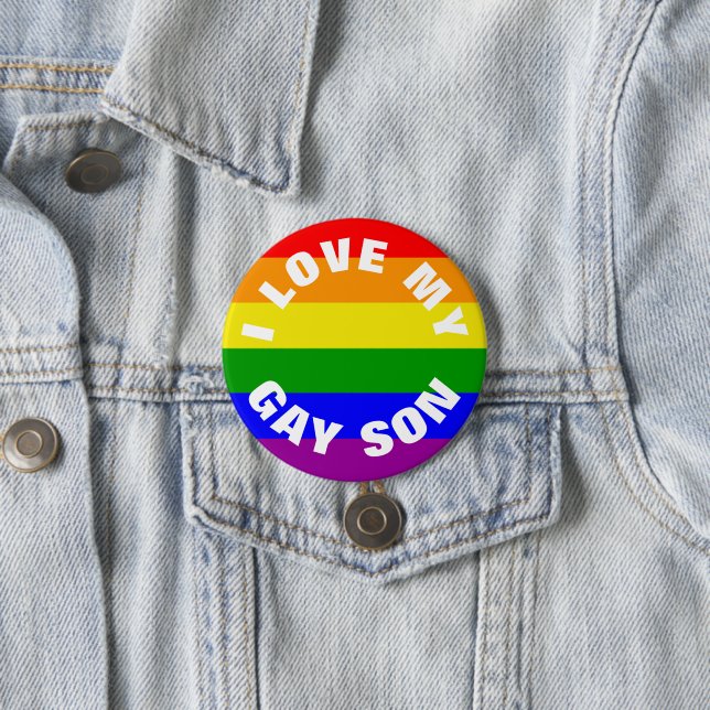 Gay Pride Rainbow flag I love My Gay Son 7.5 Cm Round Badge (In Situ)