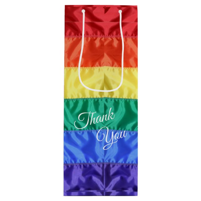 Gay pride rainbow flag LGBT LGBTQ rainbow stripes  Wine Gift Bag (Front)