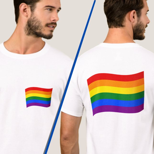 Gay Pride Rainbow Flag LGBTQ LGBT Front/Back Print T-Shirt (Creator Uploaded)