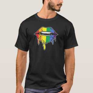 Gay Pride Rainbow Flag Lips Mouth Lgbtq Queer T-Shirt