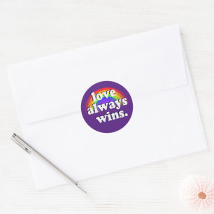 Gay Pride Rainbow Flag Love Always Wins T-Shirt Classic Round Sticker
