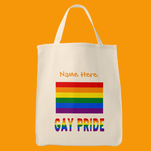 Gay Pride Rainbow Flag Orange Personalised  Tote Bag