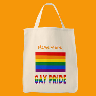 Gay Pride Rainbow Flag Orange Personalised Tote Bag