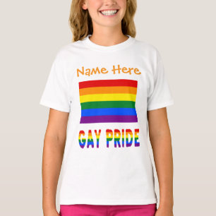 Gay Pride Rainbow Flag Personalised Girls' T-Shirt
