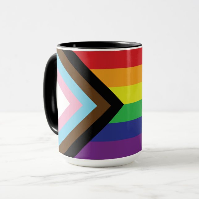 Gay Pride Rainbow Flag Progressive LGBTQIA+ Mug (Front Left)