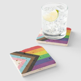 Gay Pride Rainbow Flag Progressive LGBTQIA+ Stone Coaster
