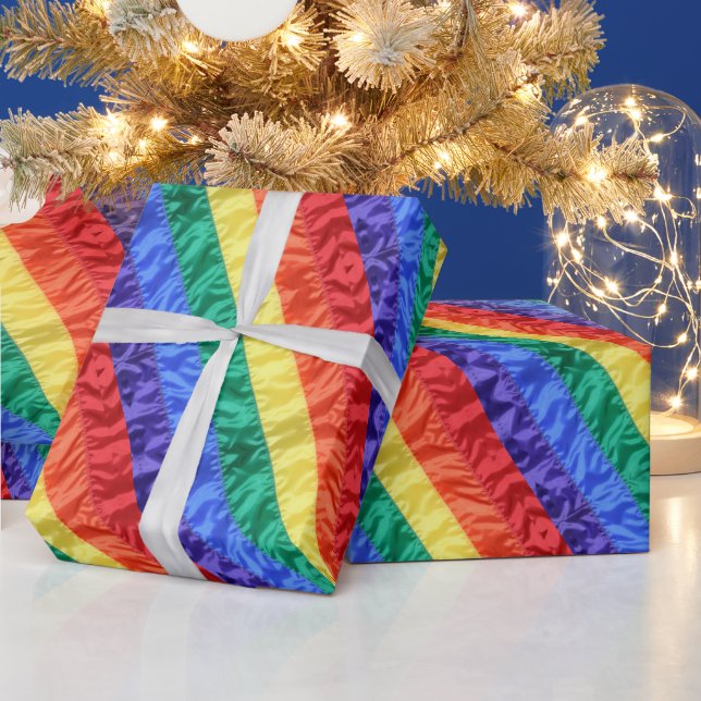 Gay pride Rainbow flag rainbow stripes LGBT LGBTQ+ Wrapping Paper (Holidays)
