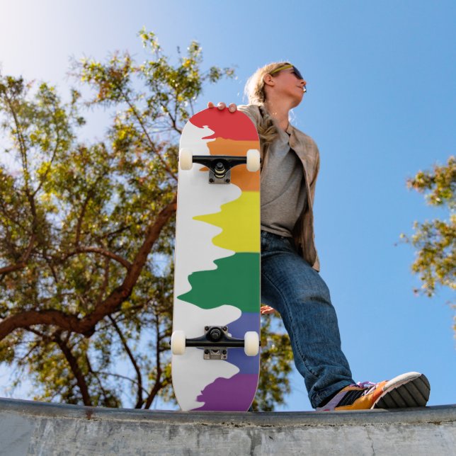 Gay Pride Rainbow Flag Running Paint Skateboard (Outdoor 1)