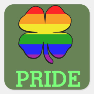 Gay Pride Rainbow flag Shamrock Square Sticker