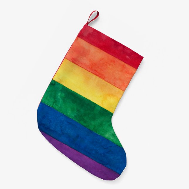 Gay Pride Rainbow Flag Small Christmas Stocking (Front (Hanging))