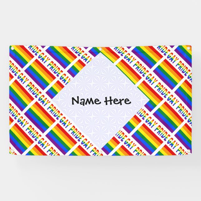 Gay Pride Rainbow Flag Tiled Black Personalised  Banner (Horizontal)
