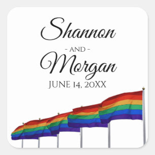 Gay Pride Rainbow Flag Wedding Stickers