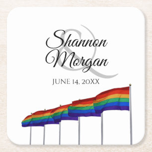 Gay Pride Rainbow Flags Wedding Coasters