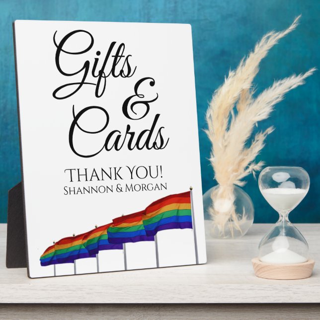 Gay Pride Rainbow Flags Wedding Gifts & Cards Sign Plaque (Side)
