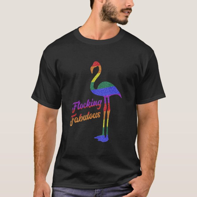 Gay Pride Rainbow Flamingo Lgbt Pride Tee (Front)