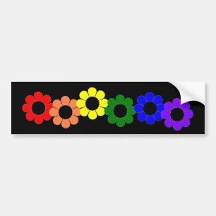 Gay Pride Rainbow Flowers Bumper Sticker