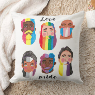 Gay pride rainbow gender flags beard men cushion