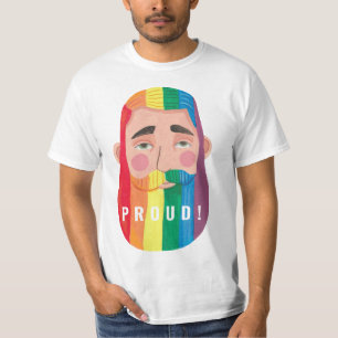 Gay pride rainbow gender flags beard men  T-Shirt