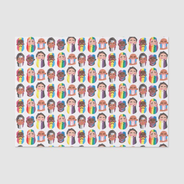 Gay pride rainbow gender flags beard men tissue paper (Front)
