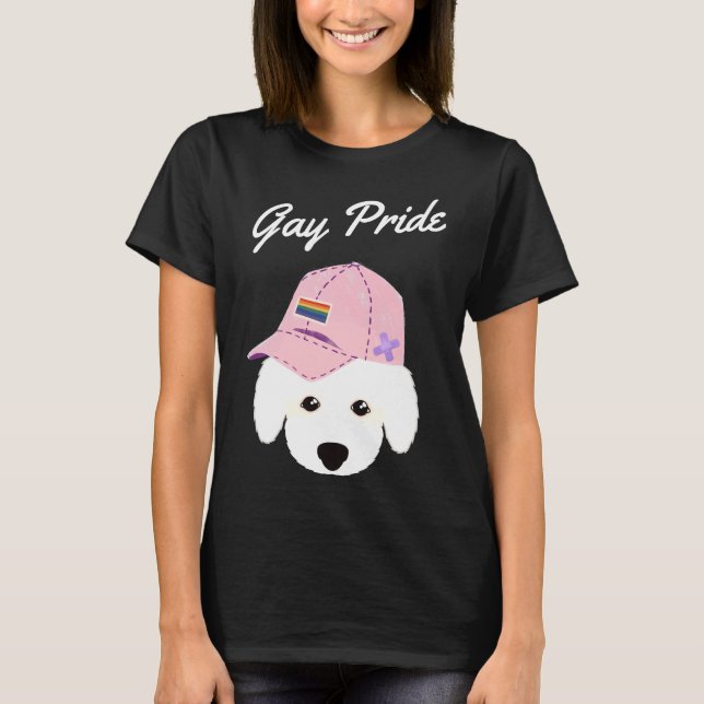 Gay Pride Rainbow Hat Poodle T-Shirt (Front)