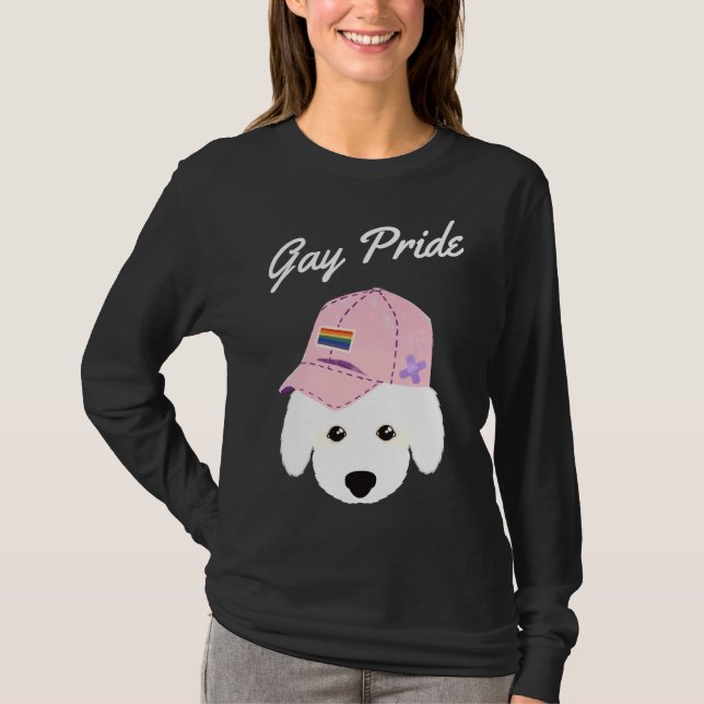 Gay Pride Rainbow Hat Poodle T-Shirt (Front)