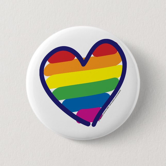 Gay Pride Rainbow Heart 6 Cm Round Badge (Front)