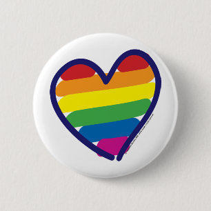 Gay Pride Rainbow Heart 6 Cm Round Badge