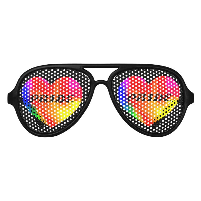 Gay PRIDE Rainbow Heart Aviator Sunglasses (Front)