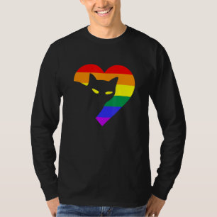 Gay Pride Rainbow Heart Cat Lgbt Pride Month T-Shirt