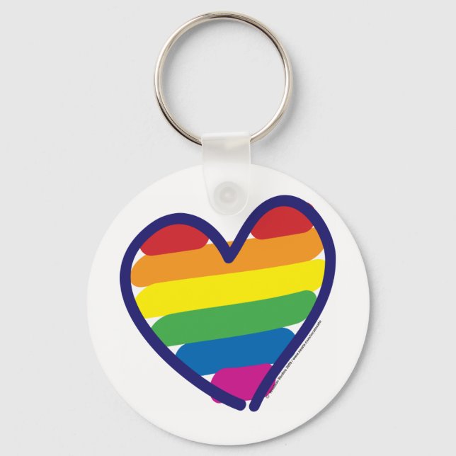 Gay Pride Rainbow Heart Key Ring (Front)