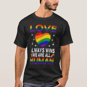 Gay Pride Rainbow Heart Love Always Wins Lgbtq Rig T-Shirt